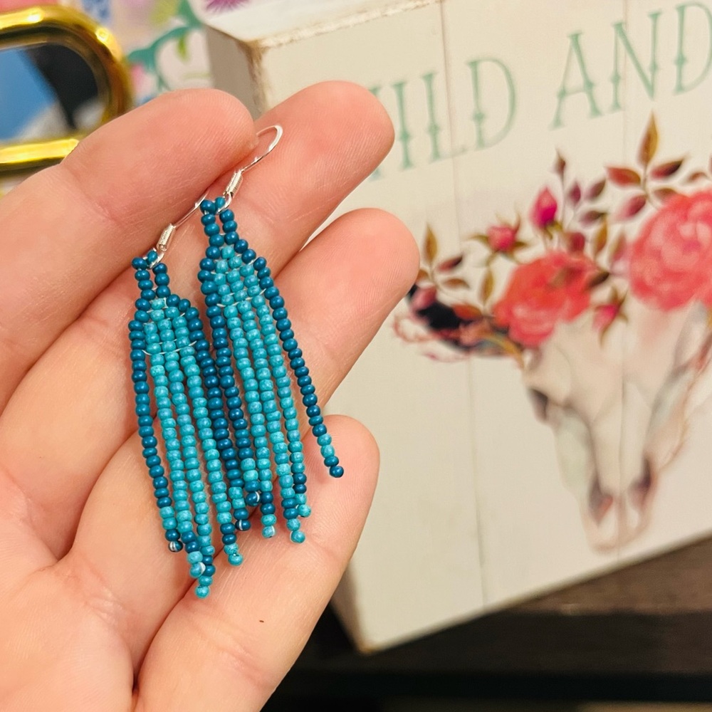 Beaded fringe earrings